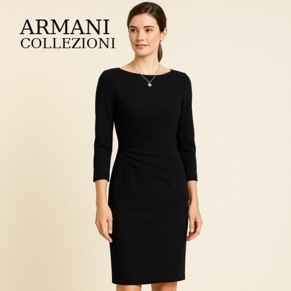 Armani Collezioni Black Sheath  Dress  Made in Italy 🇮🇹 - Picture 1 of 12